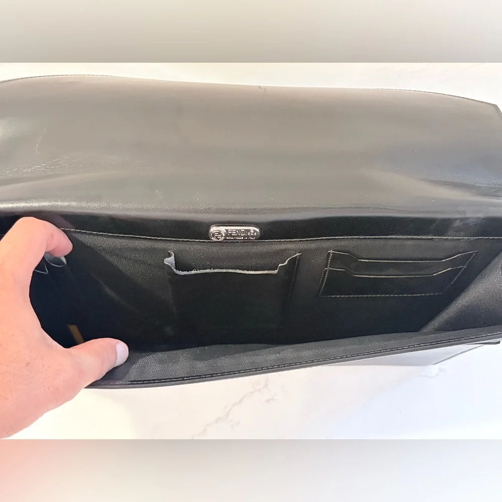 Fendi black leather briefcase